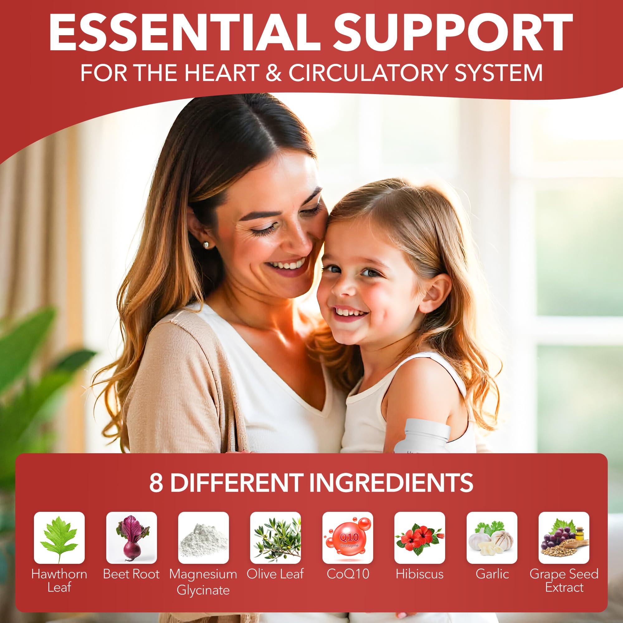 Healthy One Olive Leaf graphic implies natural support for healthy arteries.