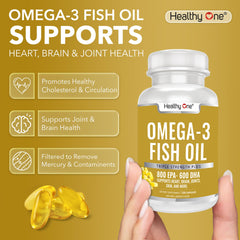 Healthy One Omega-3 USA manufactured label signals domestic quality standards.
