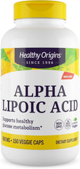 Healthy Origins Alpha Lipoic Acid bottle open for easy access and usage.