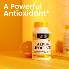 Label view of Healthy Origins Alpha Lipoic Acid highlighting gluten-free formula.