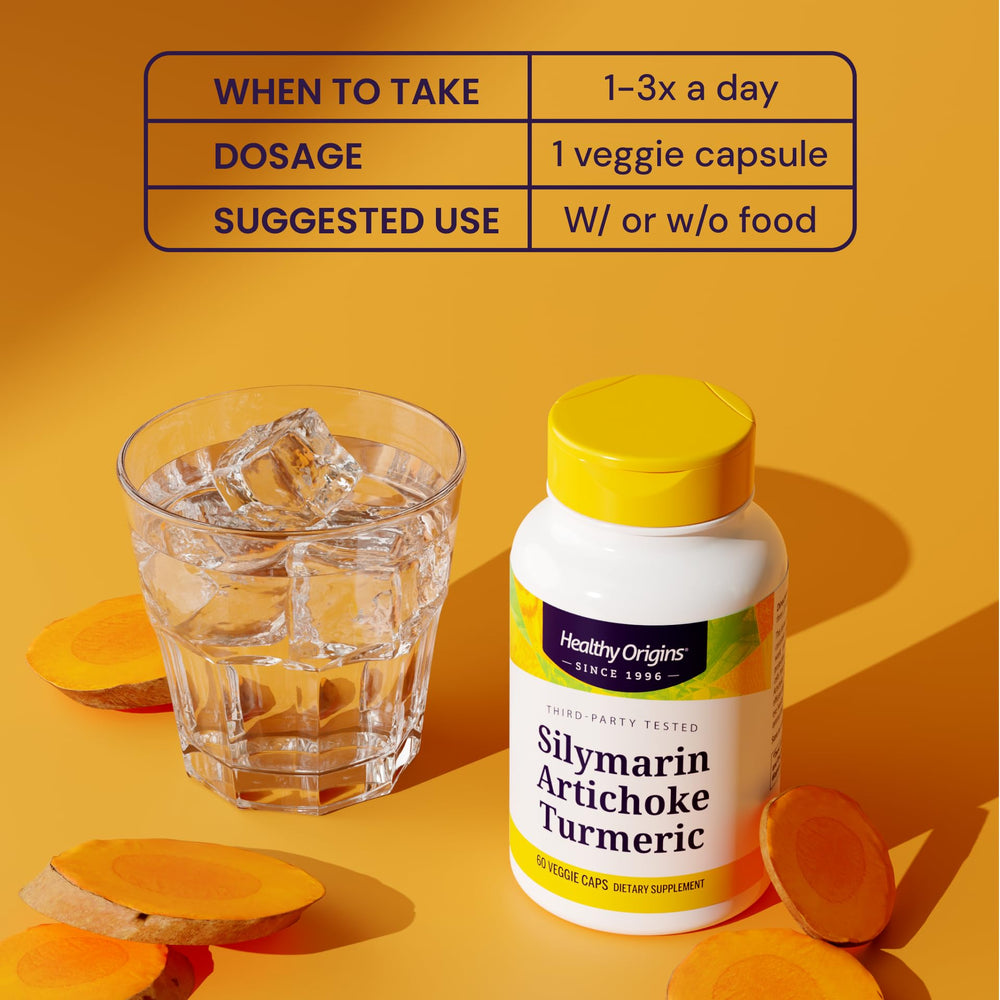 Healthy Origins Artichoke Extract bottle label highlighting digestive support