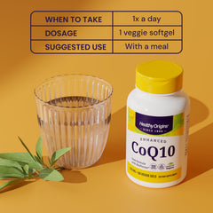 Healthy Origins CoQ10 bioPerine and lecithin illustration, boosted absorption