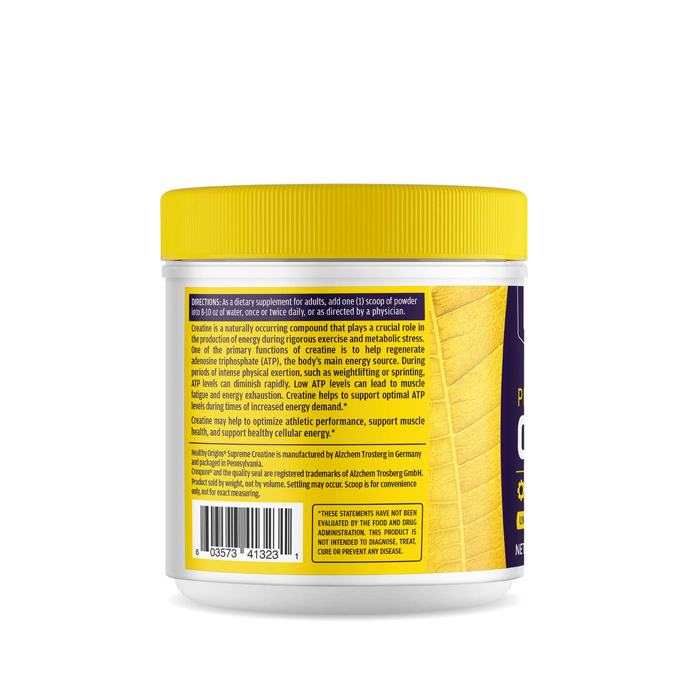 Healthy Origins Creatine micronized powder with scoop for fast, smooth mixing.