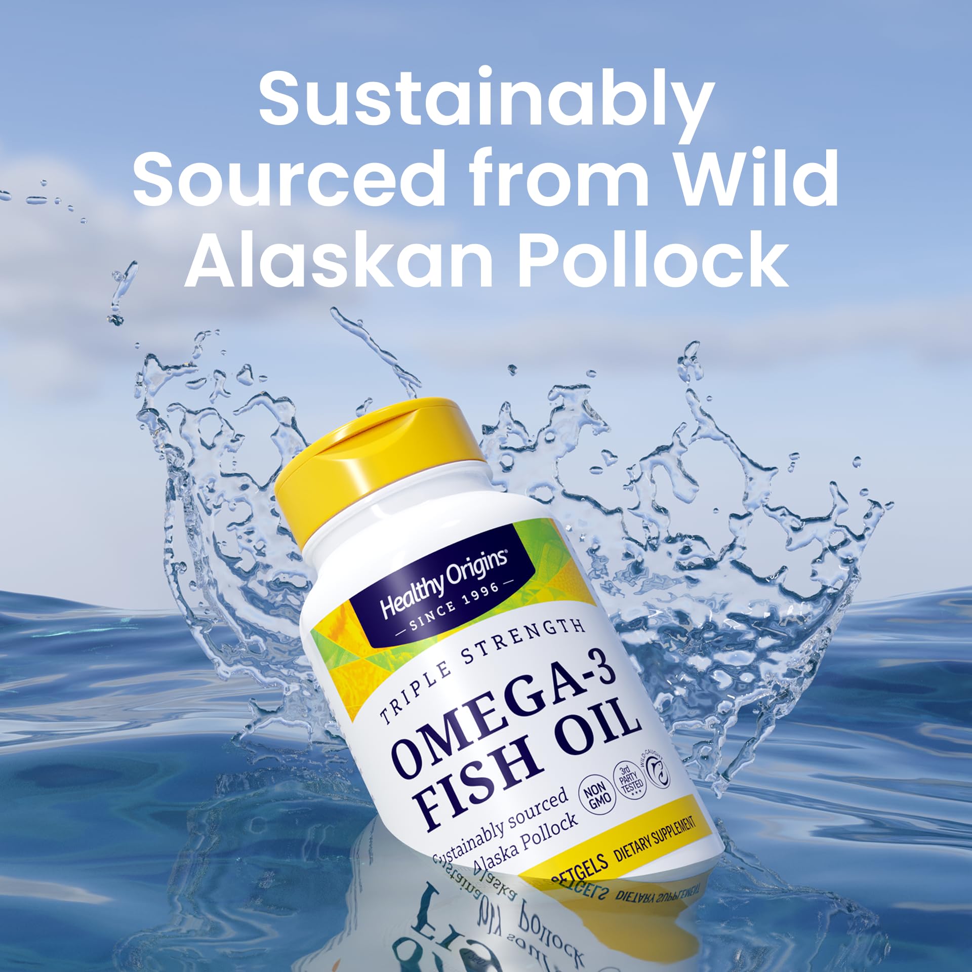Healthy Origins Omega-3 label shows EPA/DHA