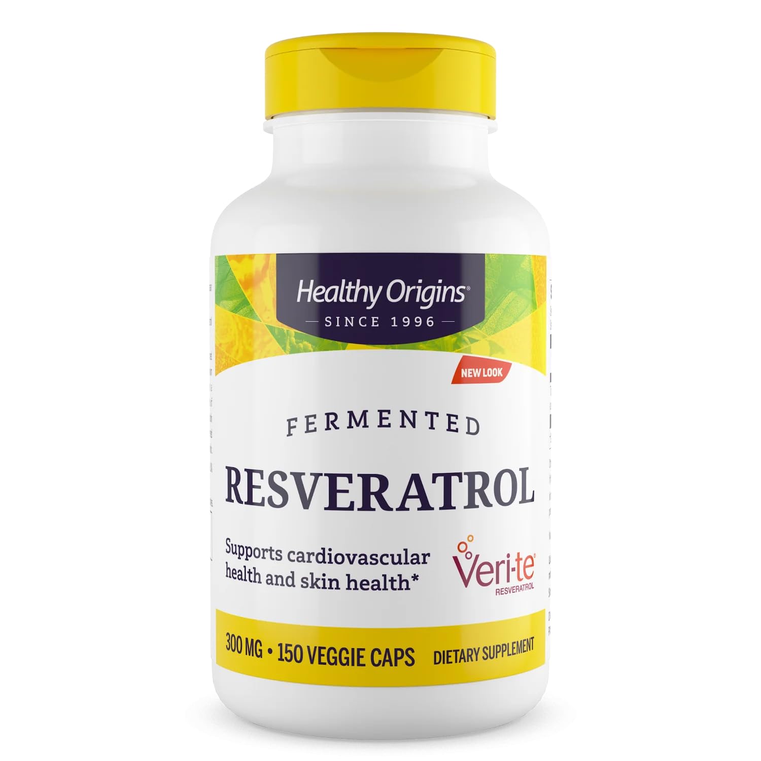 Healthy Origins Fermented Resveratrol bottle demonstrates premium antioxidant support.