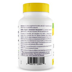 Healthy Origins Fermented Resveratrol label highlights Veri-te purity and standardized potency.