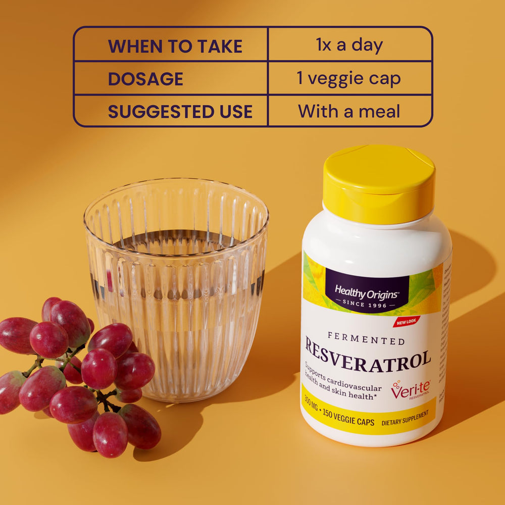 Healthy Origins Fermented Resveratrol bottle on US-made packaging line.