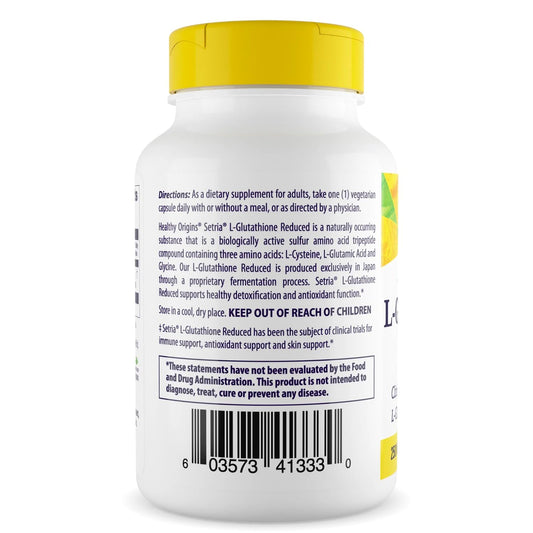 Bote de 150 cápsulas Healthy Origins Setria, almacenamiento práctico para uso diario.