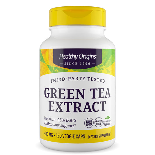 Healthy Origins Green Tea Extract 400 mg bottle with capsules for daily antioxidant support