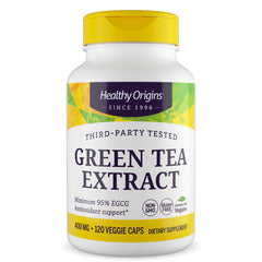 Healthy Origins Green Tea Extract 400 mg bottle with capsules for daily antioxidant support