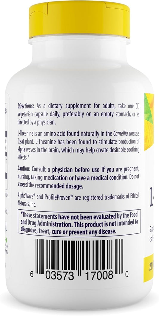 Healthy Origins L-Theanine capsules neatly arranged for calm focus.