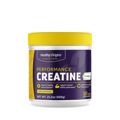 Healthy Origins Performance Creatine bottle front with Creapure for training energy.
