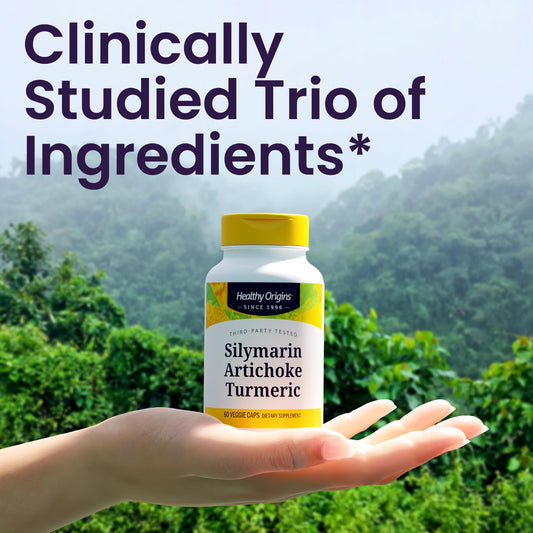 Healthy Origins Silymarin Artichoke Turmeric capsules closeup for daily wellness