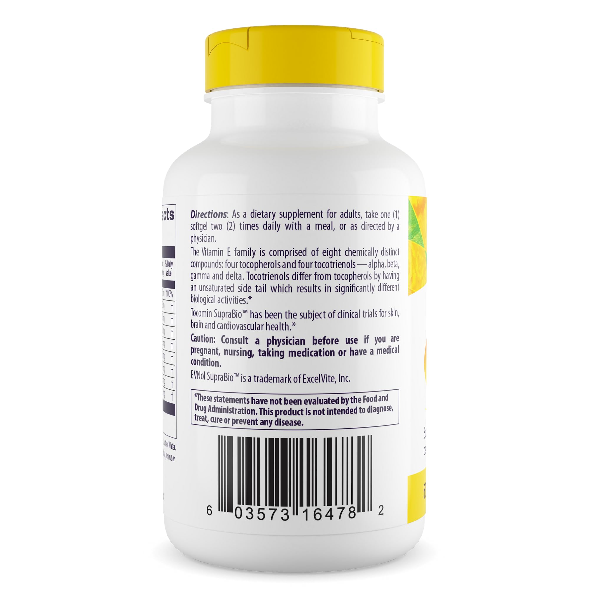 Healthy Origins Tocomin SupraBio label-front emphasizes non-GMO and gluten-free attributes.