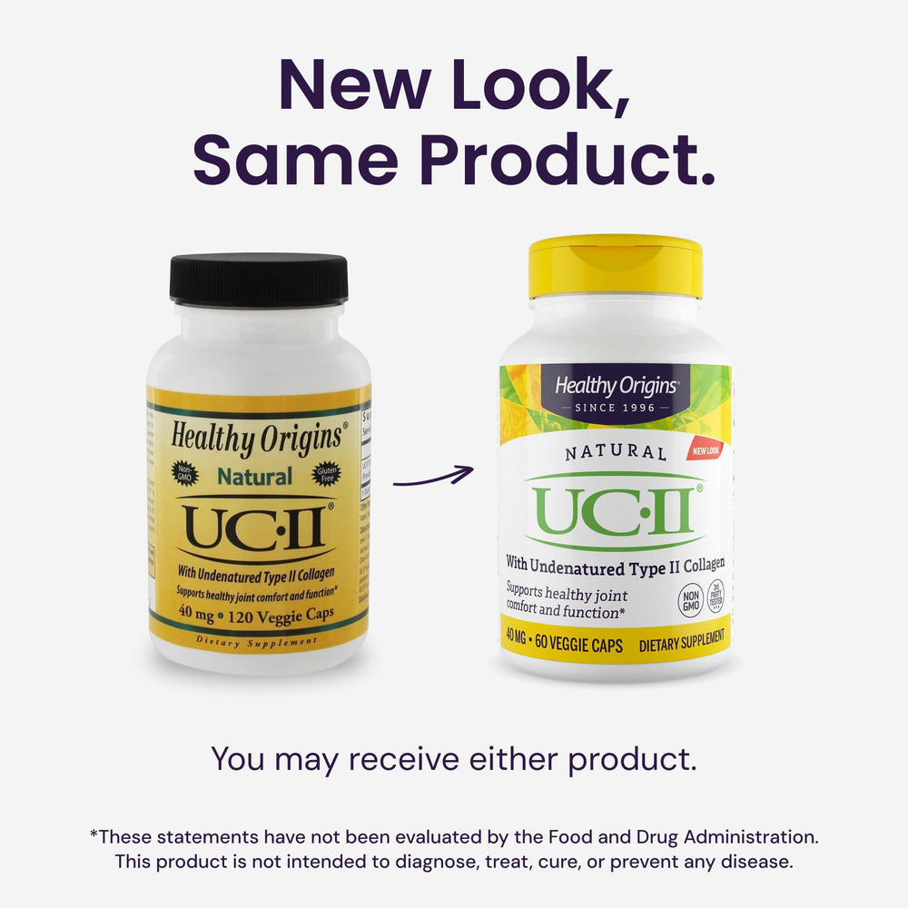 Healthy Origins UC-II non-GMO certification icon on product box.