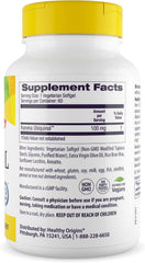 Close-up of Healthy Origins Vegan Ubiquinol cap highlighting easy-to-swallow design.
