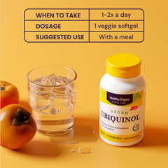 Gluten-free label on Healthy Origins Ubiquinol bottle for dietary flexibility.