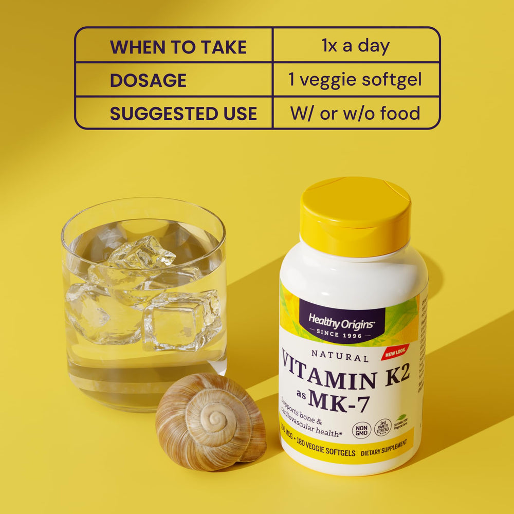 Healthy Origins Vitamin K2 non-GMO label emphasizes pure formulation