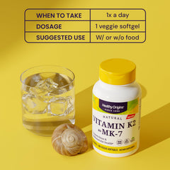 Healthy Origins Vitamin K2 non-GMO label emphasizes pure formulation