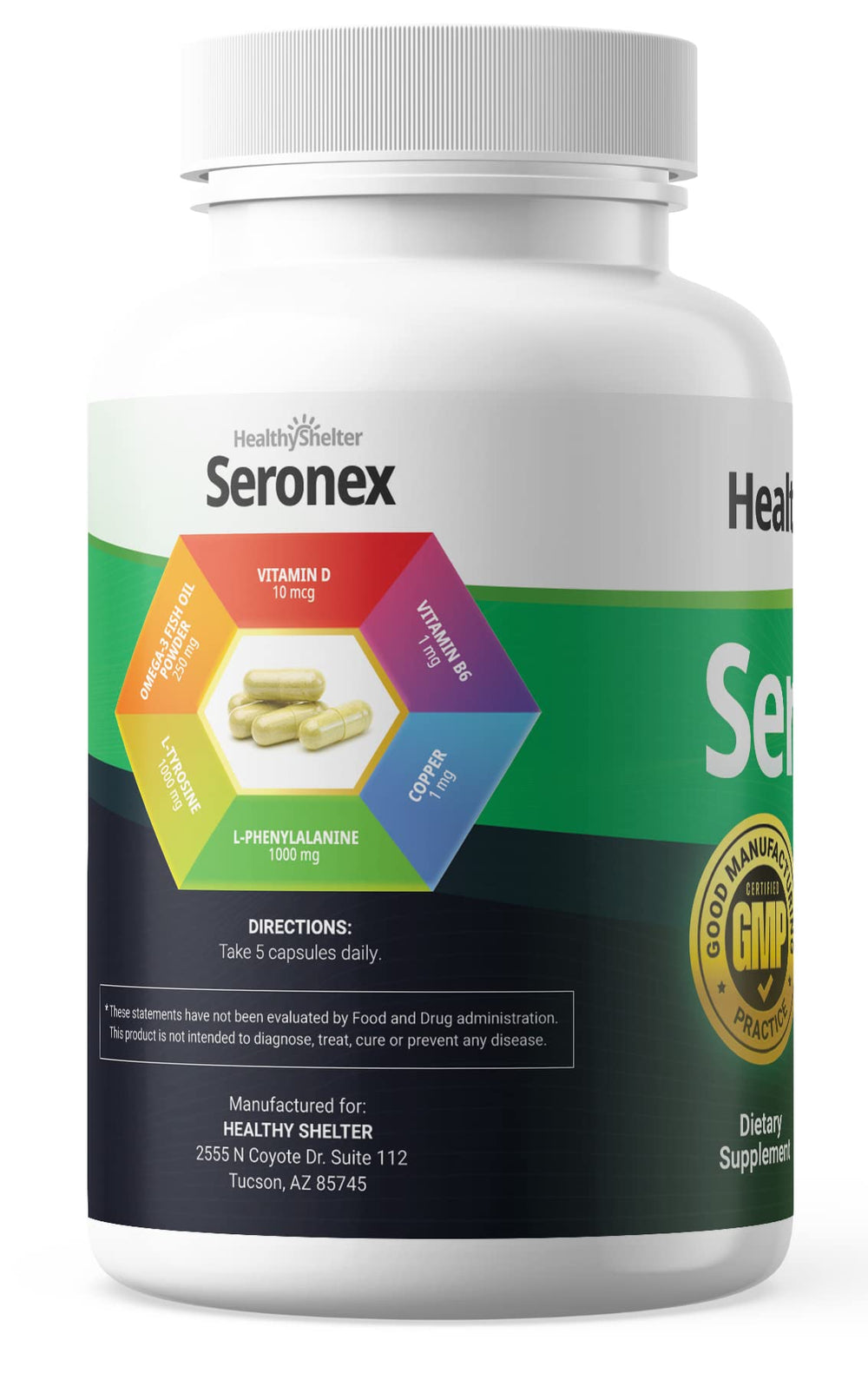 Healthy Shelter Seronex ingredients label highlighting key nutrients