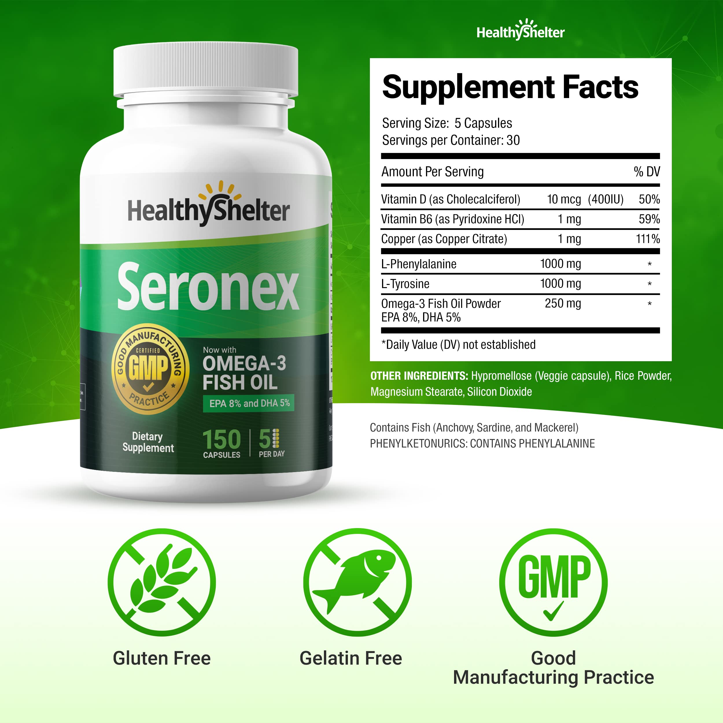 Healthy Shelter Seronex Vitamin B6 capsules for immune regulation and skin support