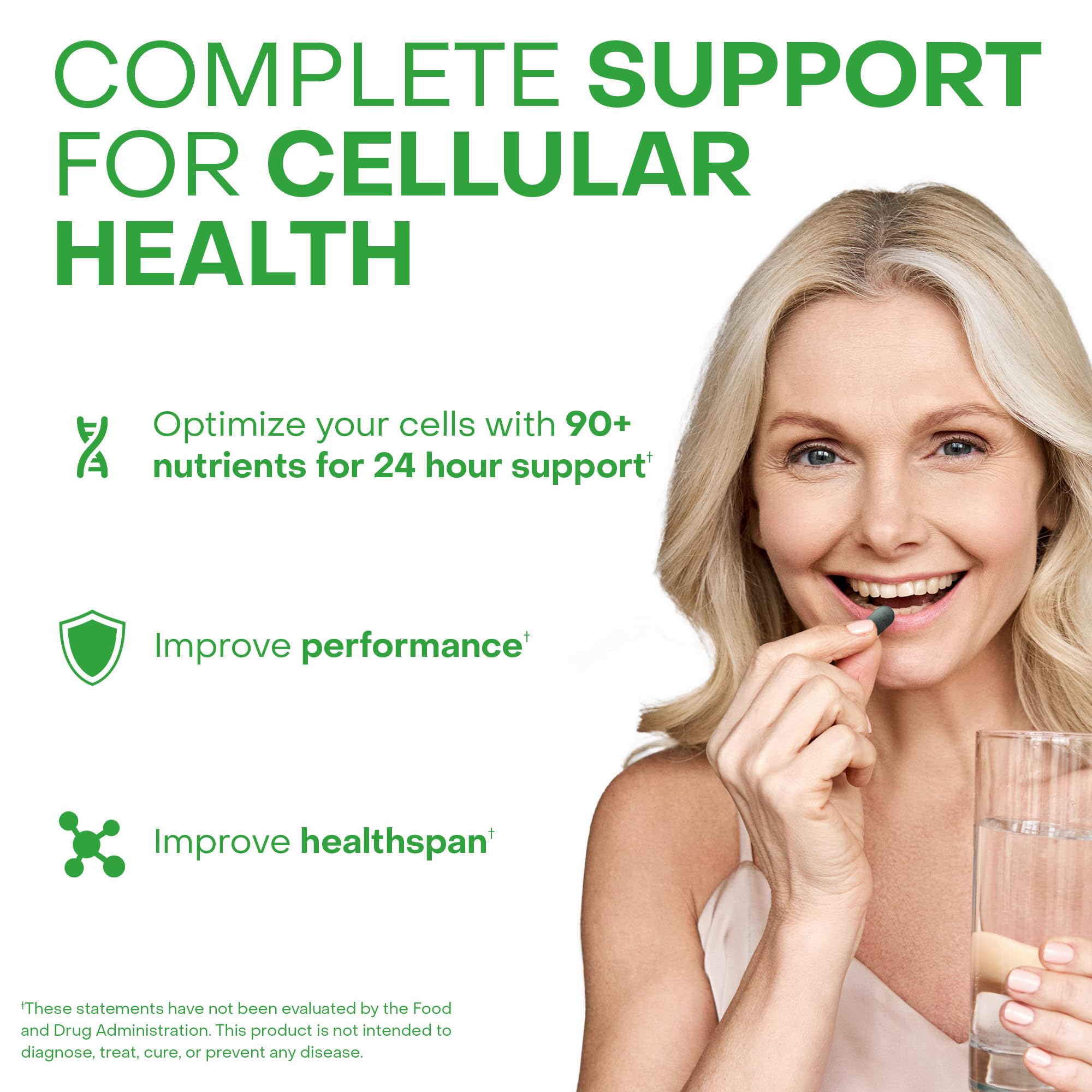 HealthyCell AM/PM morning capsules delivering daytime nutrient support.