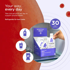 HealthyCell Bioactive Daily Gel Pack ready to mix with delicious berry flavor