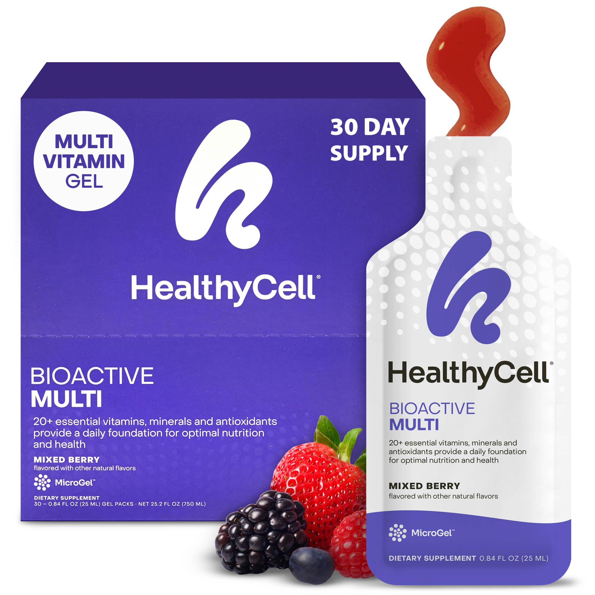 HealthyCell Bioactive Daily Liquid bottle with ultra-absorbable microgel for nutrition on demand