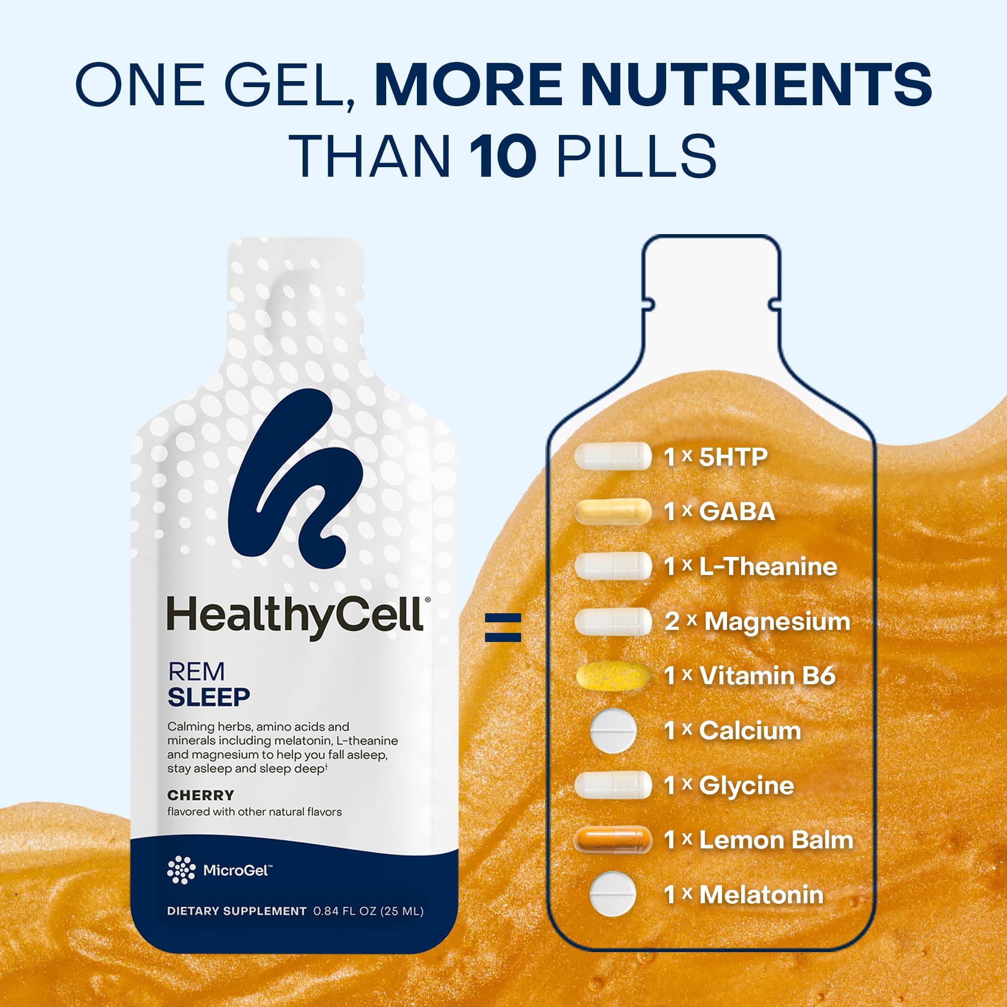 HealthyCell cherry-flavored sleep gel is easy to take straight or in a drink.
