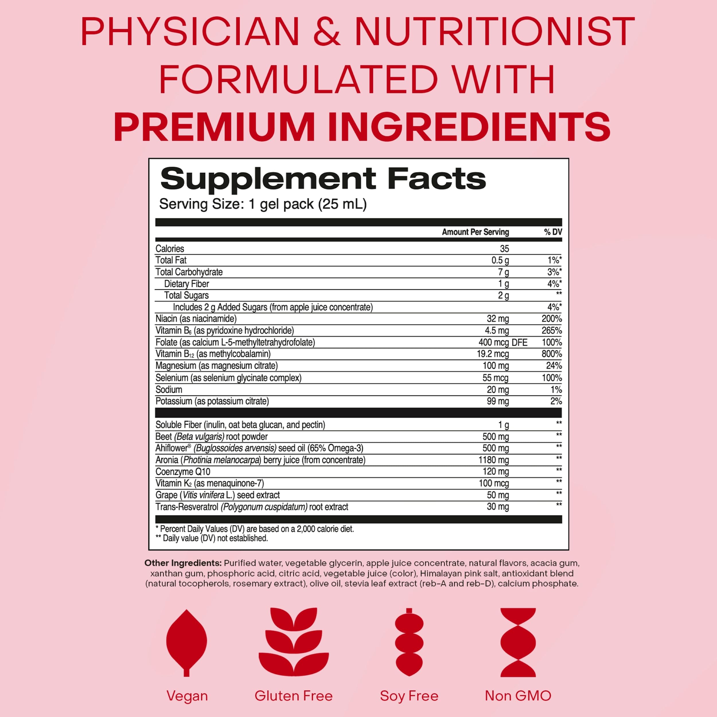 HealthyCell CoQ10 and omega-3 ingredients labeled for heart support.