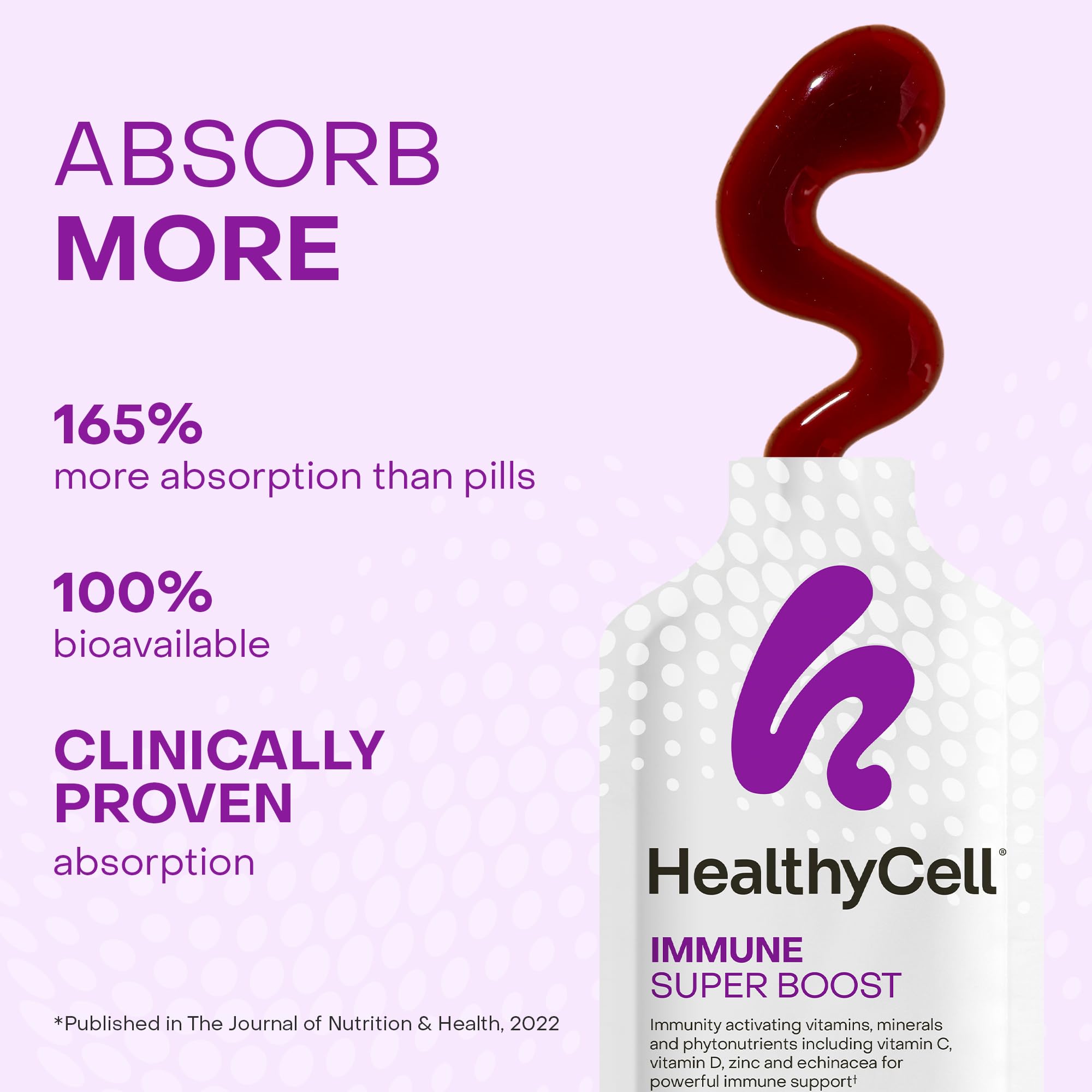 HealthyCell gel pack dispensed into a drink for convenient on-the-go use.