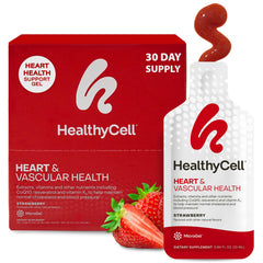 HealthyCell Heart & Vascular Health gel pack box showing convenient daily packs for easy routine.