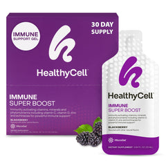 HealthyCell Immune Super Boost gel pack box ready for daily immune support.