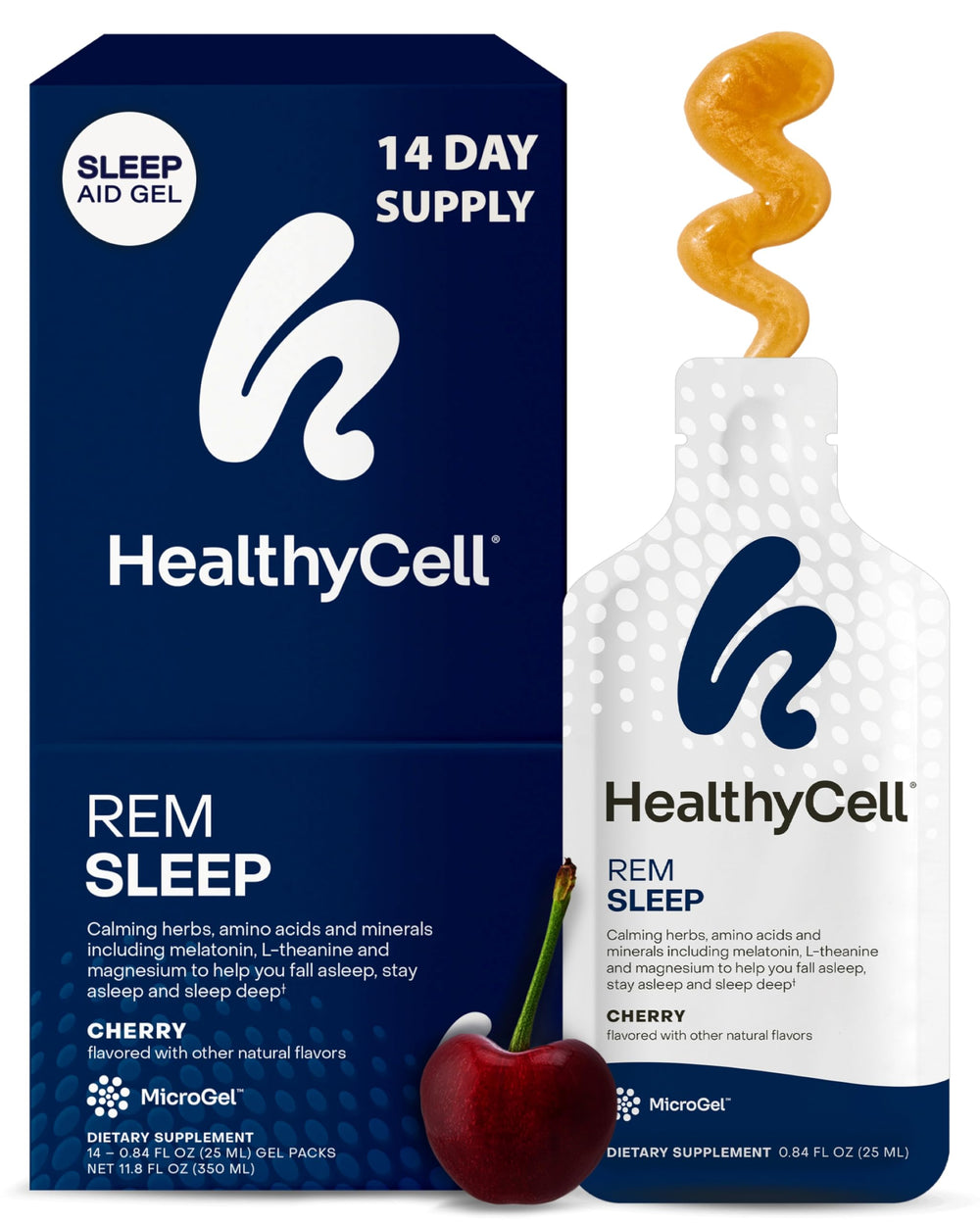 Healthycell REM Sleep microgel pack for convenient nightly support.