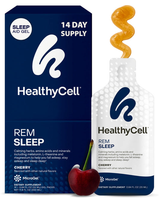 Healthycell REM Sleep microgel pack for convenient nightly support.