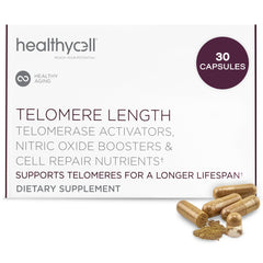 Healthycell Telomere Length Supplement bottle with capsules for cellular health