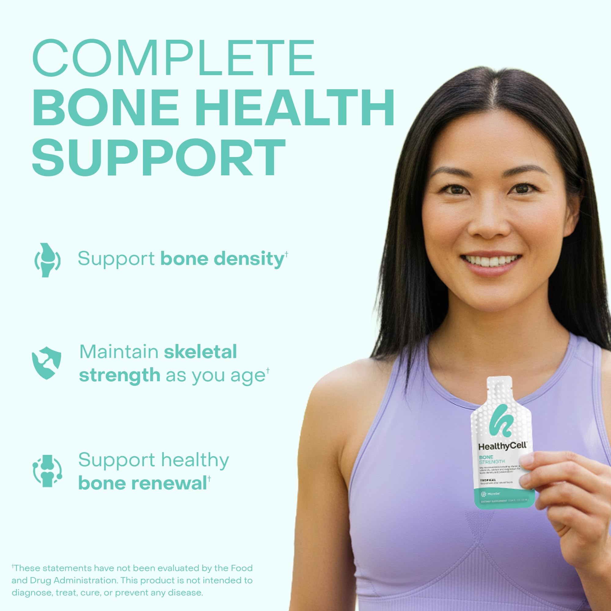 HealthyCell tropical-flavored gel pack enhances calcium delivery for bone maintenance.