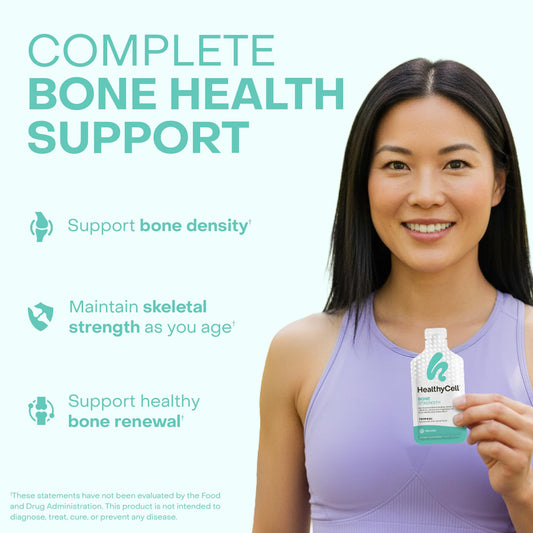 HealthyCell tropical-flavored gel pack enhances calcium delivery for bone maintenance.