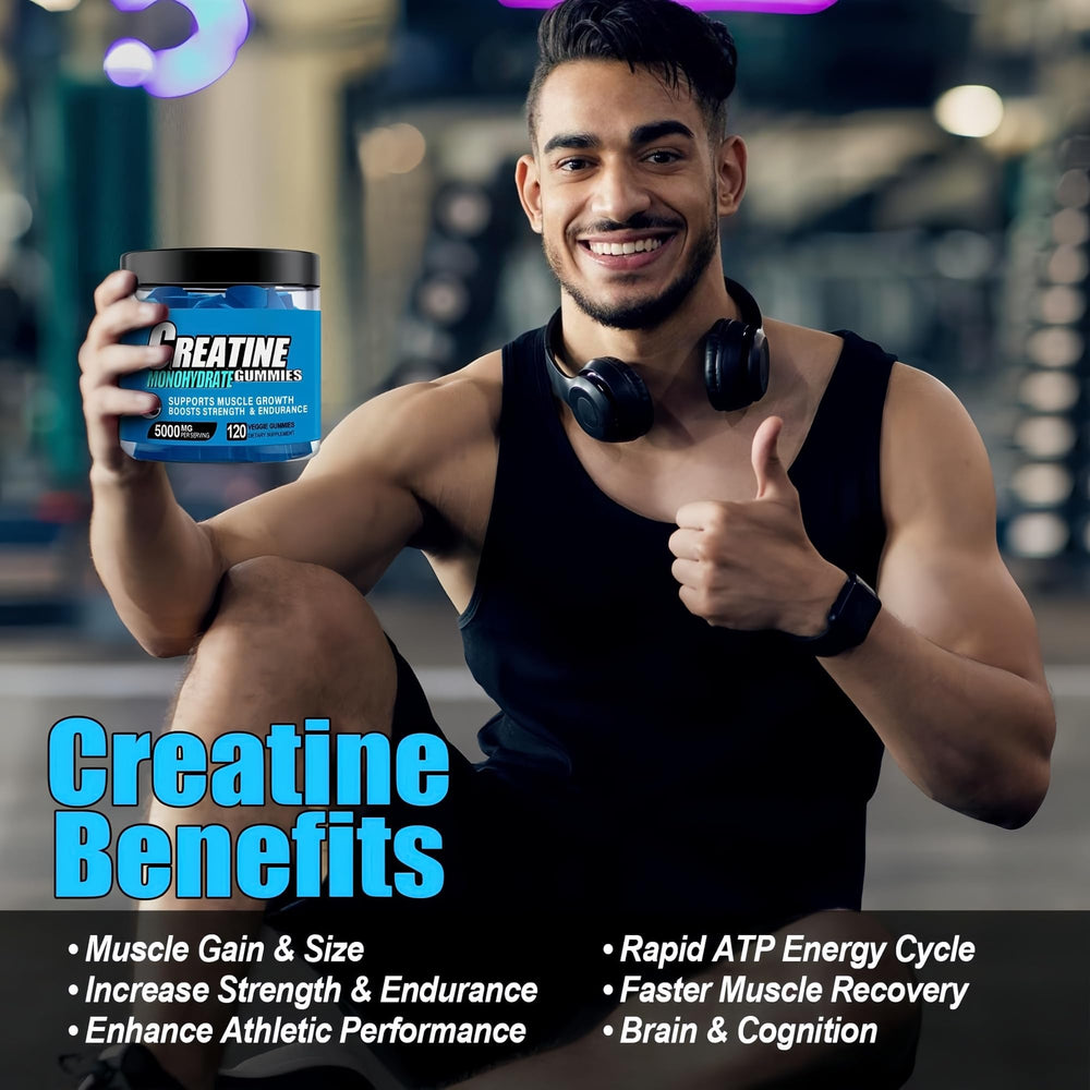 HealthyFinds Creatine Gummies bottle open reveals quick access, mess-free use