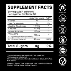 HealthyFinds Creatine Gummies serving-dose image shows 5 g per serving for consistency