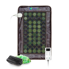 HealthyLine far infrared heating pad with jade-tourmaline stones delivers deep warmth.