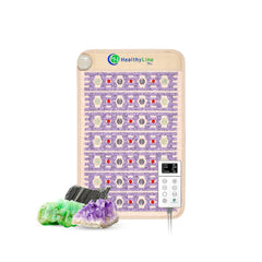 HealthyLine TAJ far infrared heating pad in use for soothing warmth and deep relaxation.