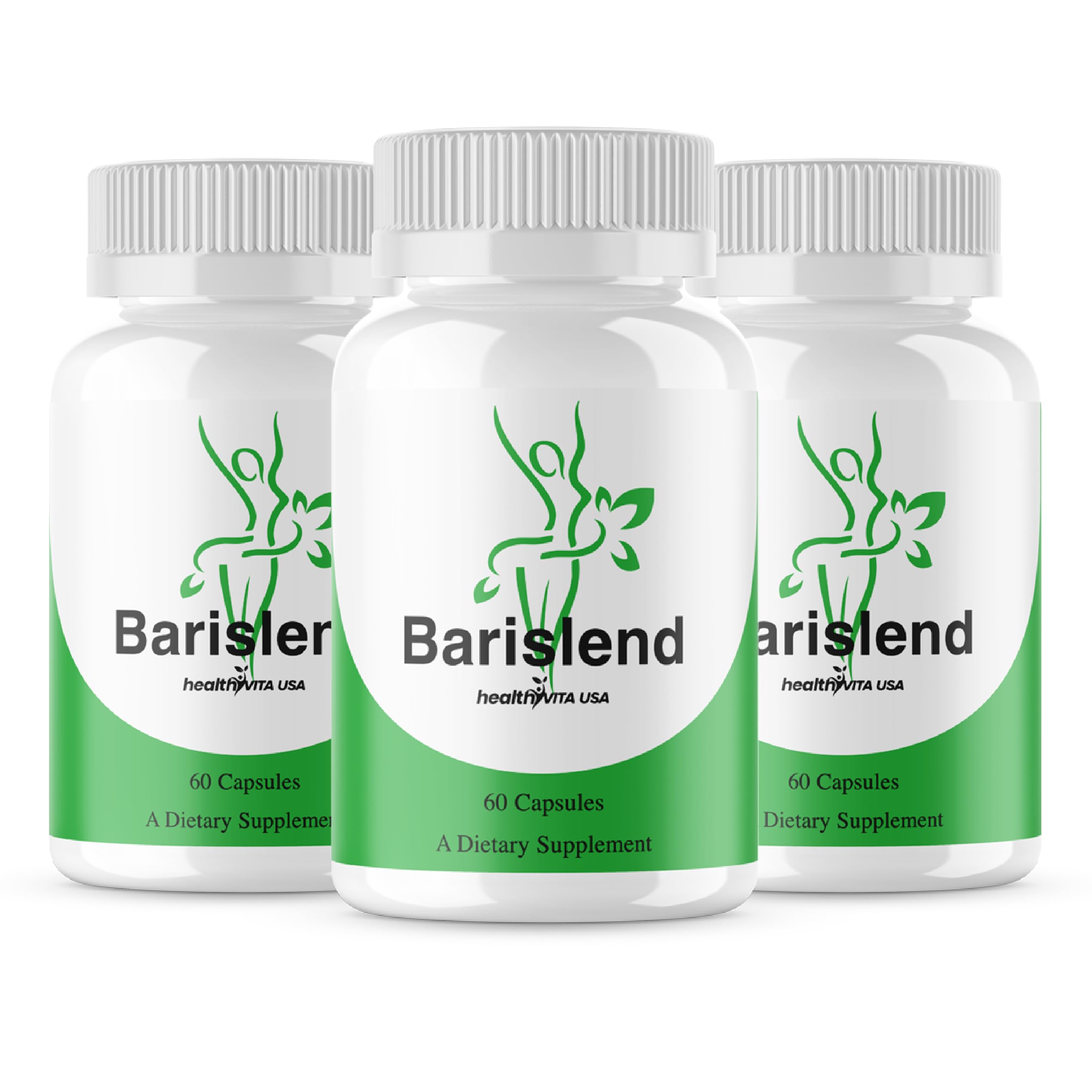 HealthyVita Barislend bottle closeup shows smooth capsules for daily energy support