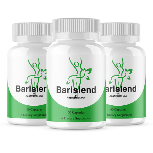 HealthyVita Barislend bottle closeup shows smooth capsules for daily energy support