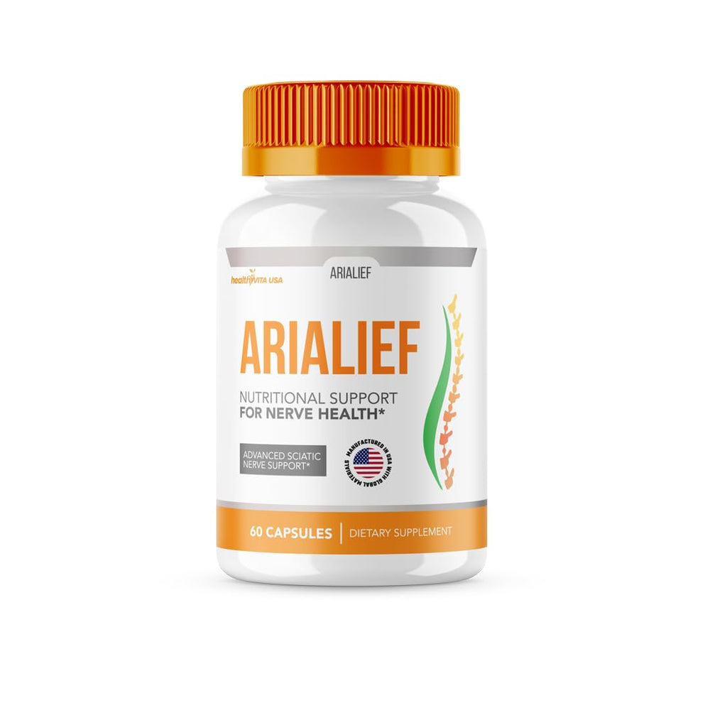 HealthyVita USA Arialief capsules bottle for daily energy support.