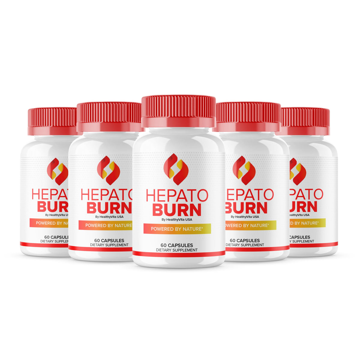 HealthyVita USA Hepato Burn bottle shows all-natural energy support for daily wellness.