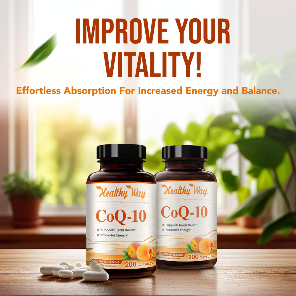 HealthyWayRx CoQ10 ingredients label closeup showcases clean formula.
