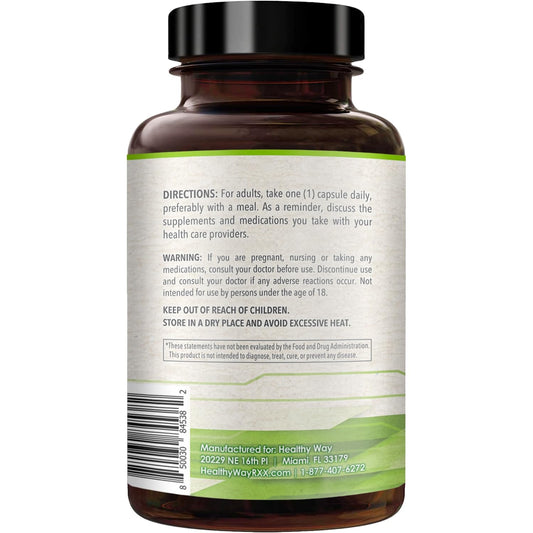 HealthyWayRx SAM-e bottle label shows non-GMO formulation.