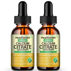 Healtionist 2packs calcium citrate drops bottle shows high absorption formula for daily bone support