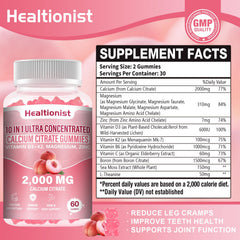 Healtionist calcium citrate gummies peach flavor on desk for easy daily intake.
